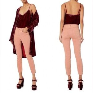 L’Agence Blush Pink Crushed Velvet Margot High Rise Skinny Pants EUC Size 25‎